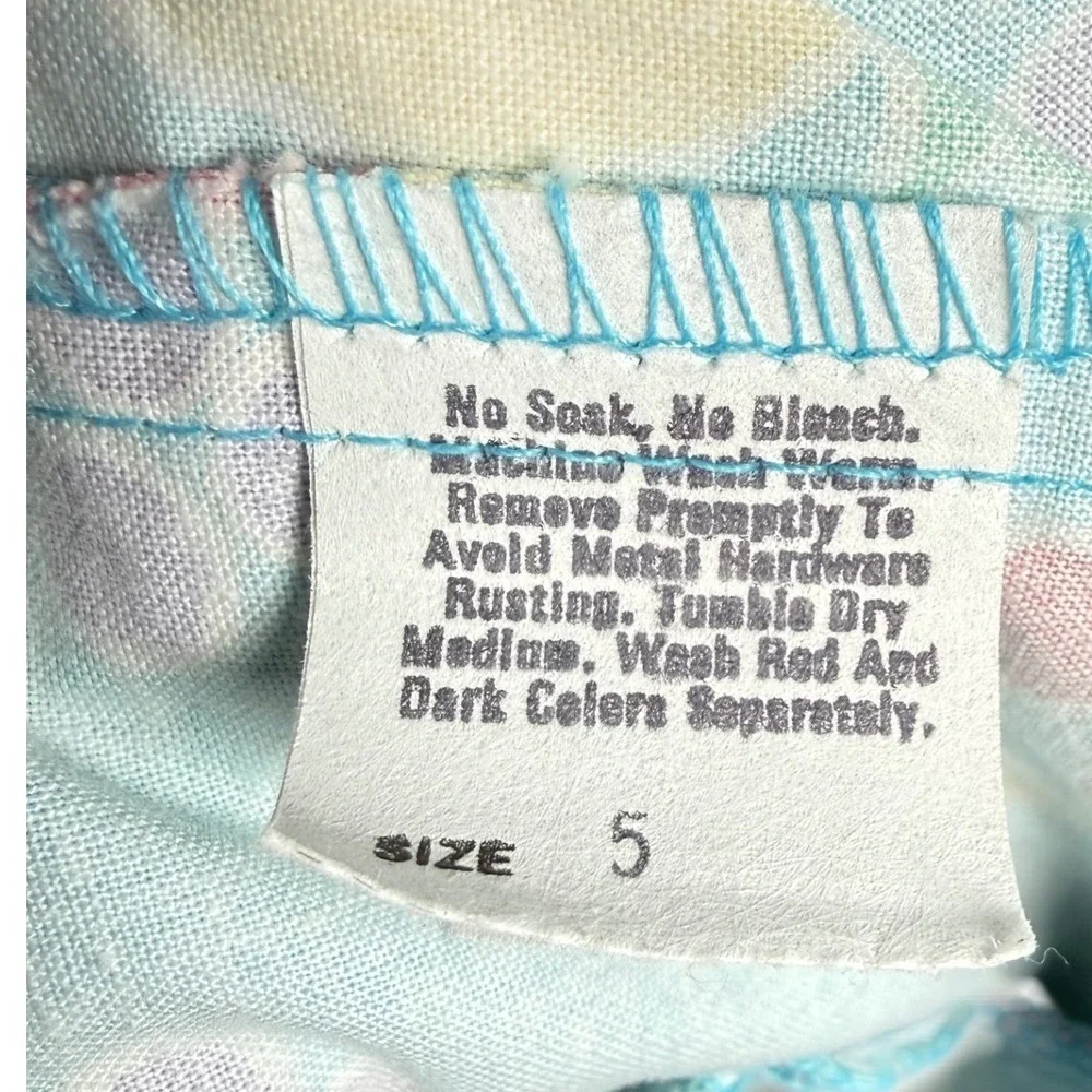 Vintage OshKosh Bgosh Fruit Print Overalls Kids Turquoise Vestbak USA Made Sze 5
